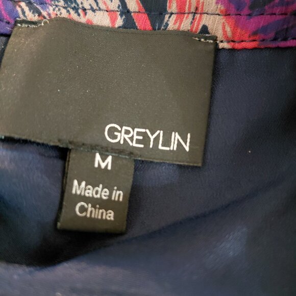 Greylin Purple Floral Wide Leg Palazzo Pants Sheer Vacation Travel Medium Flaw - Picture 7 of 9